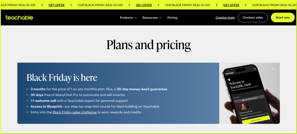 Teachable Black Friday Page